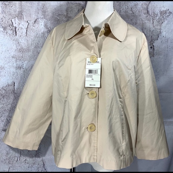 NWT Studio Works Coat Jacket Women’s XL Cream Lined Water Resistant Maternity - Picture 3 of 7